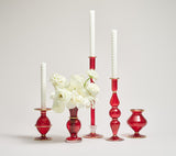 Kim Seybert Scallop Bud Vase in Ruby shown with other Vases