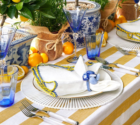 Sea Stone Napkin Ring in Navy Set of 4 by Kim Seybert at Fig Linens and Home - Lifestyle 5