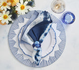 Sea Stone Napkin Ring in Navy Set of 4 by Kim Seybert at Fig Linens and Home - Lifestyle 3