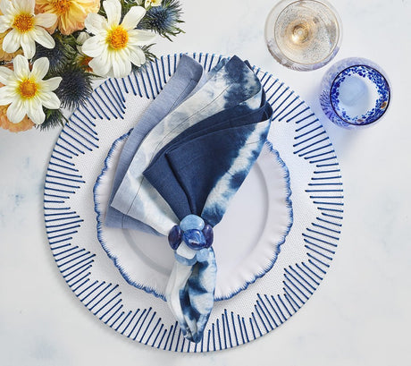 Sea Stone Napkin Ring in Navy Set of 4 by Kim Seybert at Fig Linens and Home - Lifestyle 3