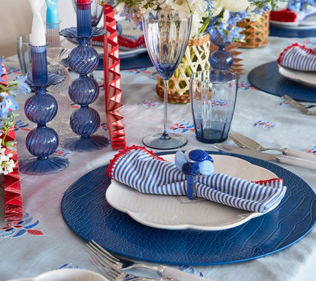 Sea Stone Napkin Ring in Navy Set of 4 by Kim Seybert at Fig Linens and Home - Lifestyle 4