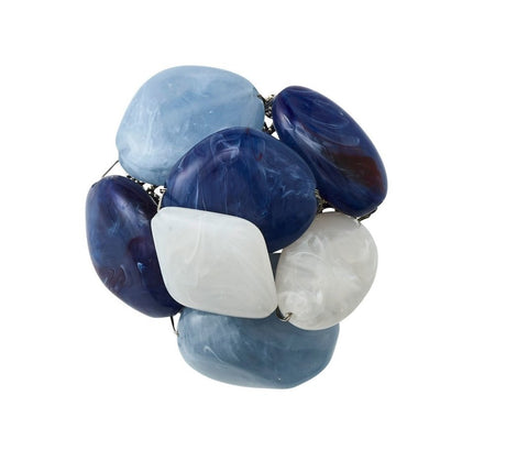 Sea Stone Napkin Ring in Navy Set of 4 by Kim Seybert at Fig Linens and Home - View of Top