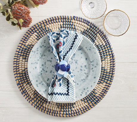 Sea Stone Napkin Ring in Navy Set of 4 by Kim Seybert at Fig Linens and Home - Lifestyle 2