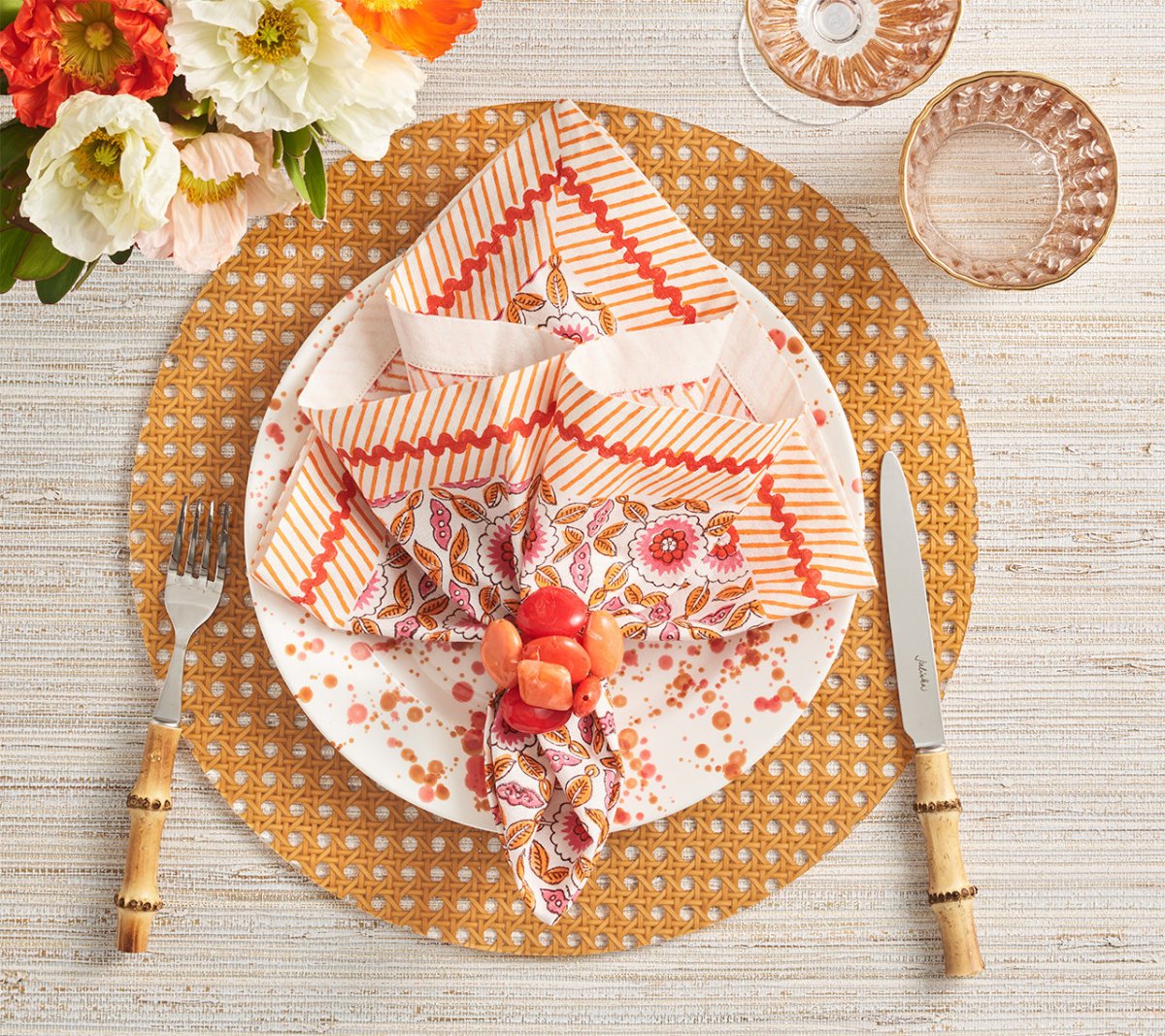 Sea Stone Napkin Ring in Orange Set of 4 by Kim Seybert at Fig Linens and Home - View 1