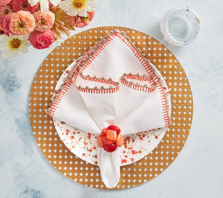 Sea Stone Napkin Ring in Orange Set of 4 by Kim Seybert at Fig Linens and Home - View 2
