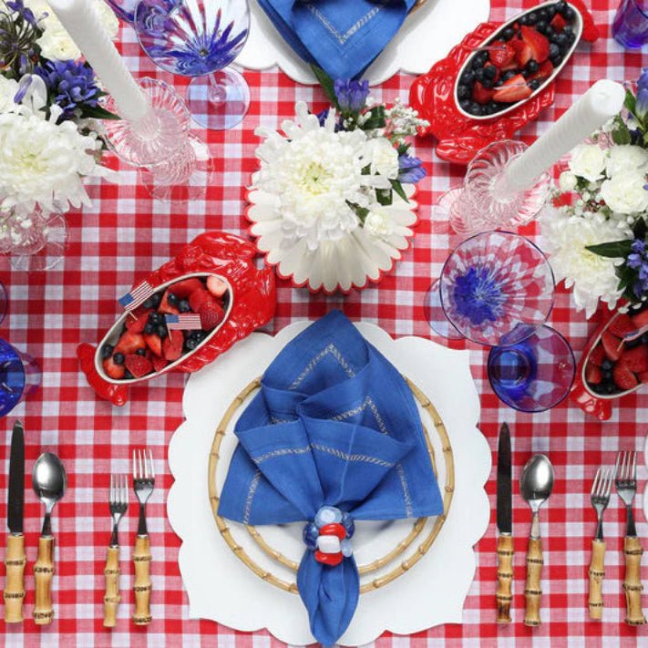 Sea Stone Napkin Ring in Red White & Blue Set of 4 by Kim Seybert - Lifestyle Fig Linens and Home 1