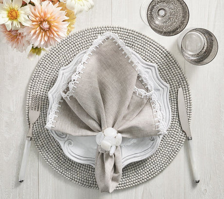Sea Stone Napkin Ring in White Set of 4 by Kim Seybert at Fig Linens and Home - Lifestyle 2