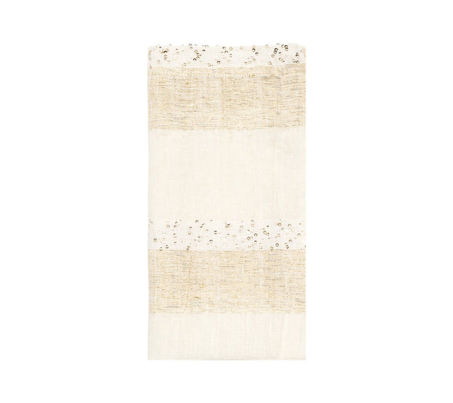Spectra Napkin in White & Gold, Set of 4 by Kim Seybert WHITE/GOLD 21" L x 21" W x .1" H at FIG LINENS AND HOME 1
