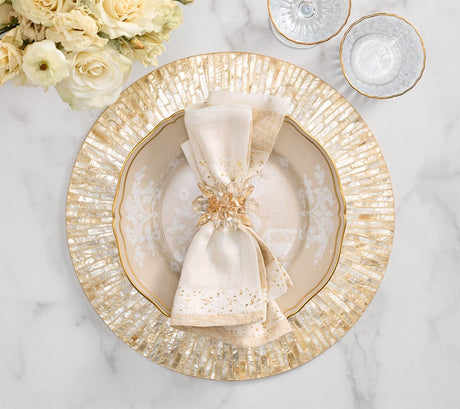 Spectra White & Gold Napkin Detail 5 | Kim Seybert at Fig Linens and Home