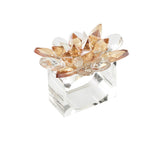 Spectra Napkin Ring in Champange & Crystal, Set of 4 in a Gift Box CHAMPAGNE/CRYSTAL 2.8" L x 2.2" W x 2.4" H at FIG LINENS AND HOME 1