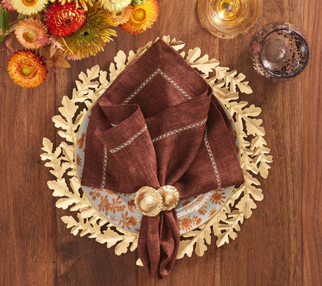 Sprout Napkin Ring in Brown & Gold, Set of 4 Kim Seybert - Lifestyle 4