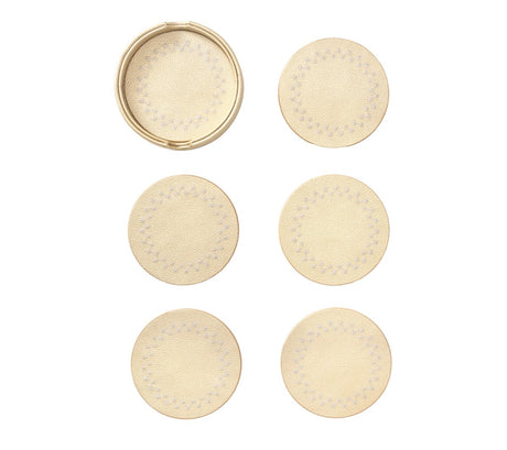 Starry Night Coaster in Gold & Silver, Set of 6 in a Caddy Kim Seybert at Fig Linens and Home - 7
