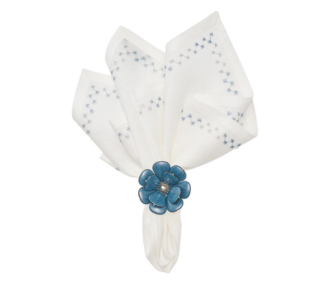 Starry Night Napkin in White & Blue, Set of 4 Kim Seybert at Fig Linens and Home - 28