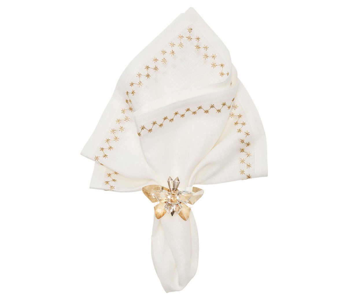 Starry Night Napkin in White & Gold, Set of 4 Kim Seybert at Fig Linens and Home - 15