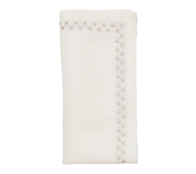 Starry Night Napkin in White & Silver, Set of 4 Kim Seybert at Fig Linens and Home - 38