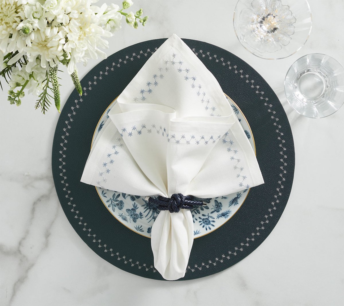 Starry Night Placemat in Cadet, Set of 4 Kim Seybert at Fig Linens and Home - 12