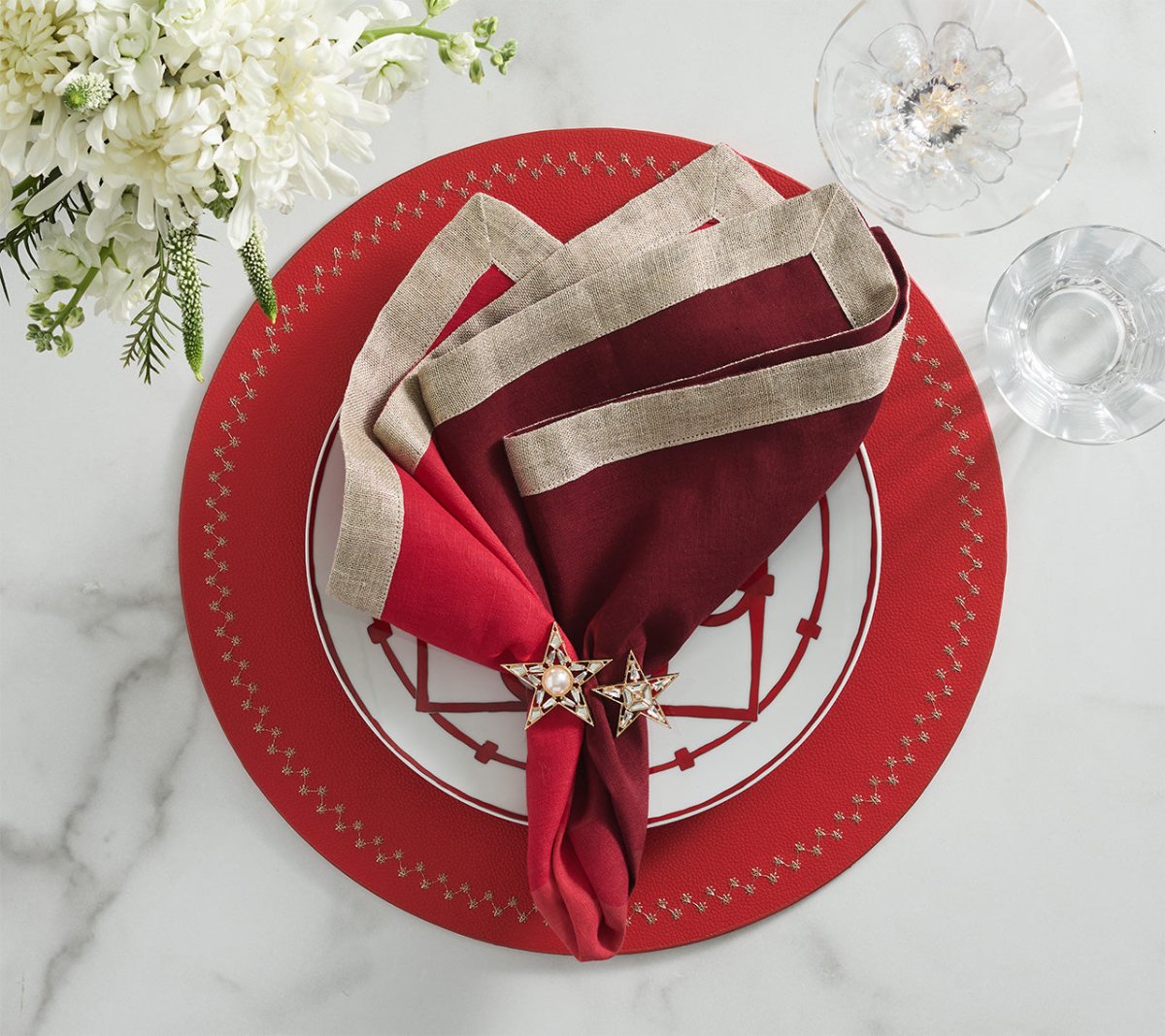 Starry Night Placemat in Red, Set of 4 Kim Seybert at Fig Linens and Home - 31