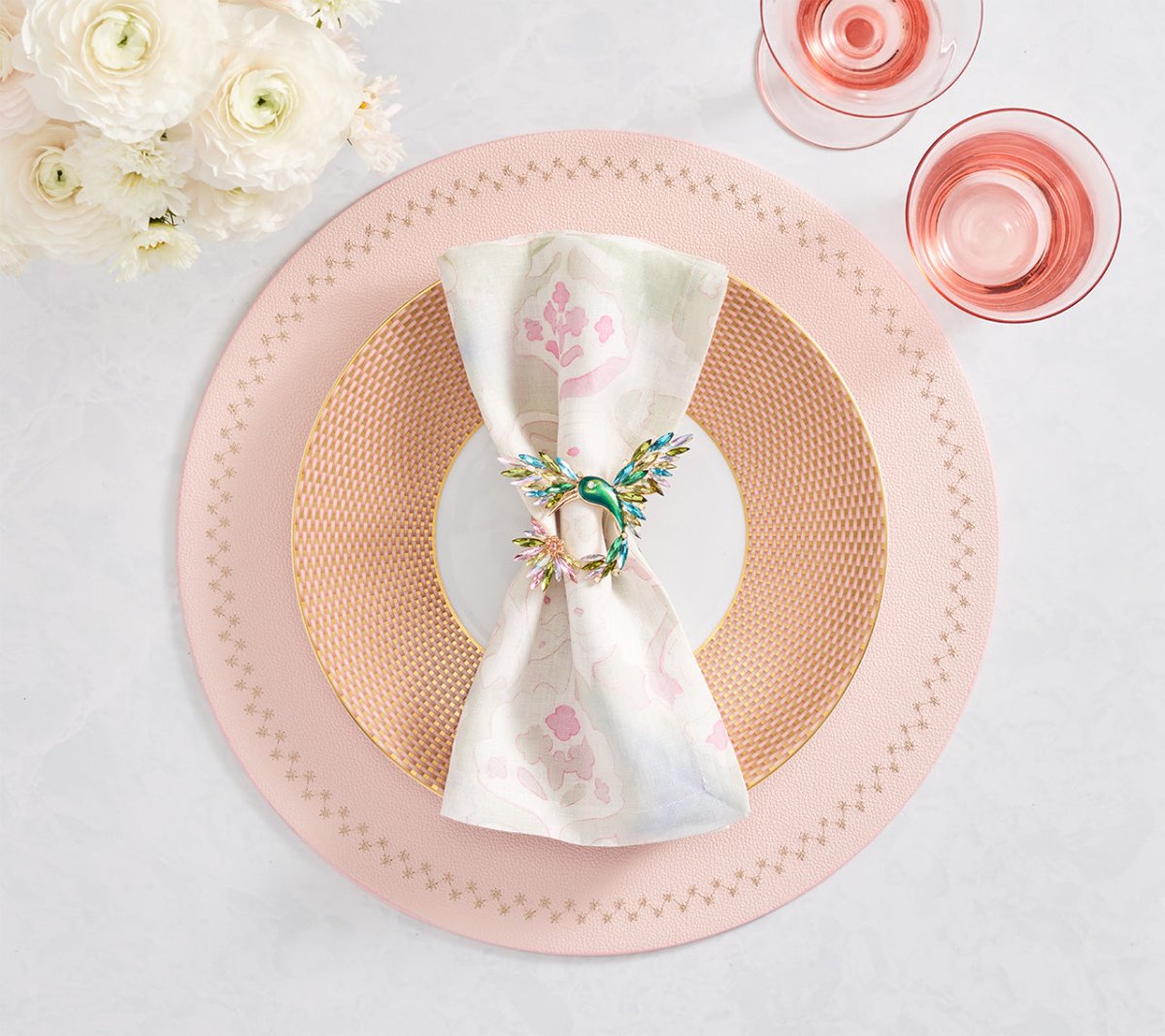 Starry Night Placemats in Blush Pink by Kim Seybert at Fig Linens and Home - Lifestyle 1