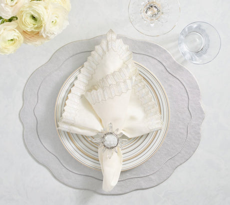 Tailored Placemat in Silver by Kim Seybert at Fig Linens and Home - Lifestyle 1