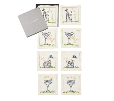 Tee Time Cocktail Napkins Set of 8 in a Gift Box by Kim Seybert at Fig Linens and Home - View 3