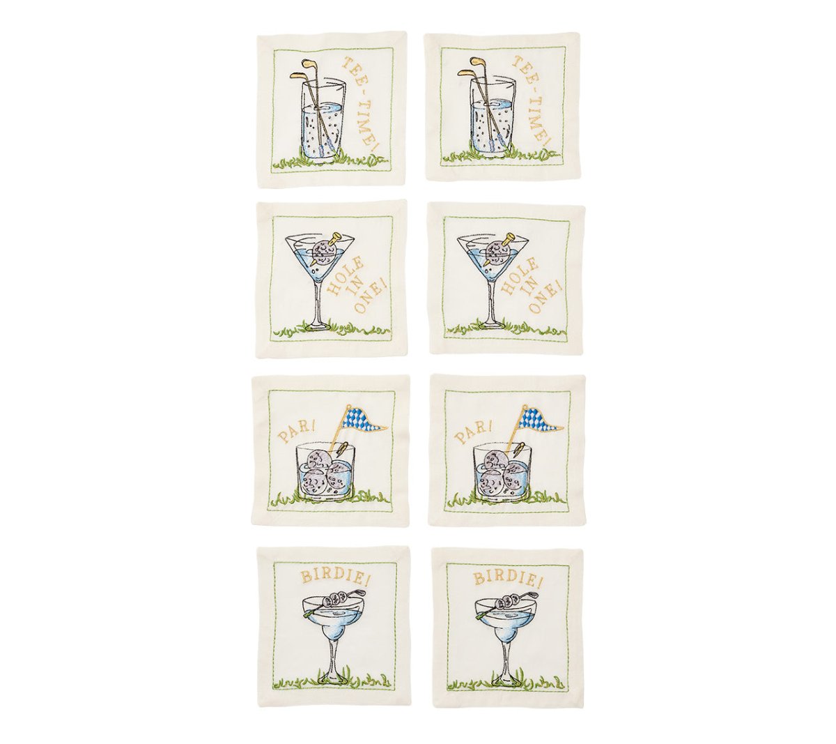 Tee Time Cocktail Napkins Set of 8 in a Gift Box by Kim Seybert at Fig Linens and Home - View 2