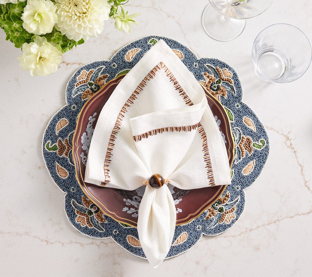 Terraza Placemat in Blue & Multi, Set of 2 by Kim Seybert at Fig Linens and Home 7