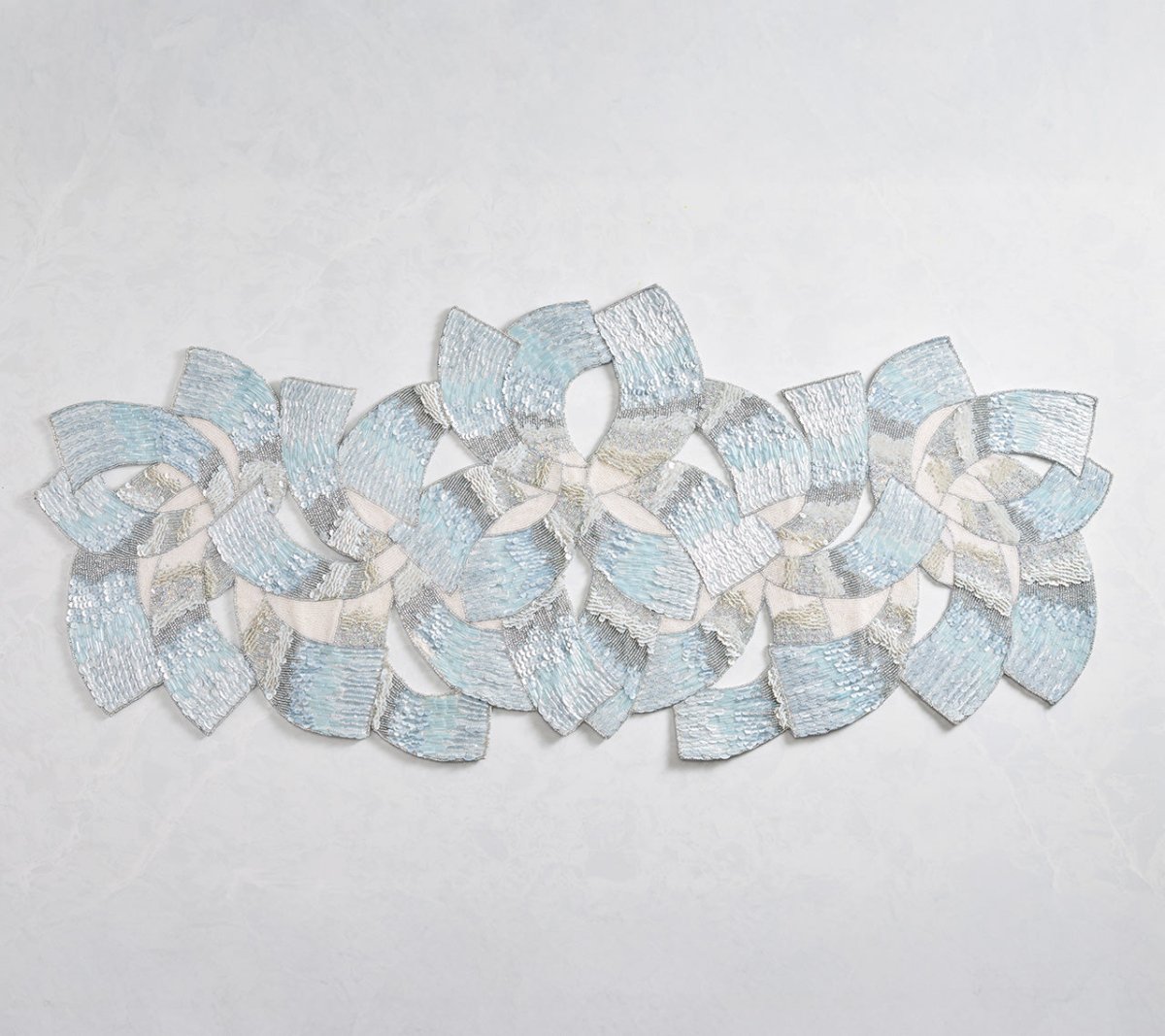 Tidal Runner in Glacier Blue by Kim Seybert 41" L x 17" W x 0.3" H Table Runner GLACIER BLUE at FIG LINENS AND HOME 3
