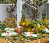 Kim Seybert Tropicana Green Placemats Set of 4 - Lifestyle Image 4 on Table at Fig Linens and Home