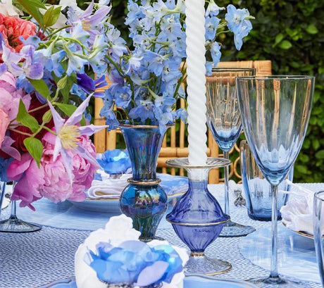 Trumpet Bud Vase in Blue by Kim Seybert at Fig Linens and Home - Lifestyle 3