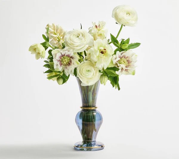 Trumpet Bud Vase in Blue by Kim Seybert at Fig Linens and Home - Lifestyle 1