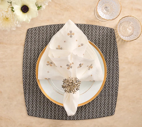 Twill Black/White Placemat Detail 3 | Kim Seybert at Fig Linens and Home