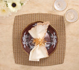 Twill Brown/White Placemat Detail 2 | Kim Seybert at Fig Linens and Home