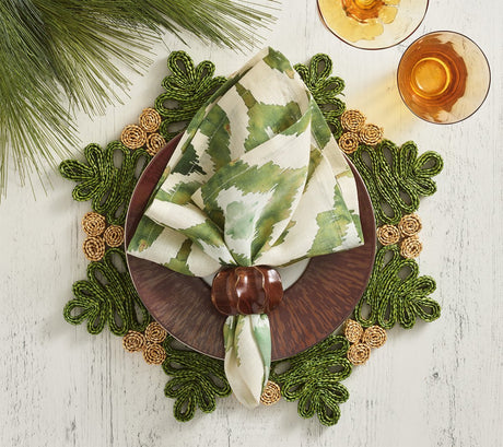 Verve Placemat in Green & Natural, Set of 4 Kim Seybert at Fig Linens and Home 3