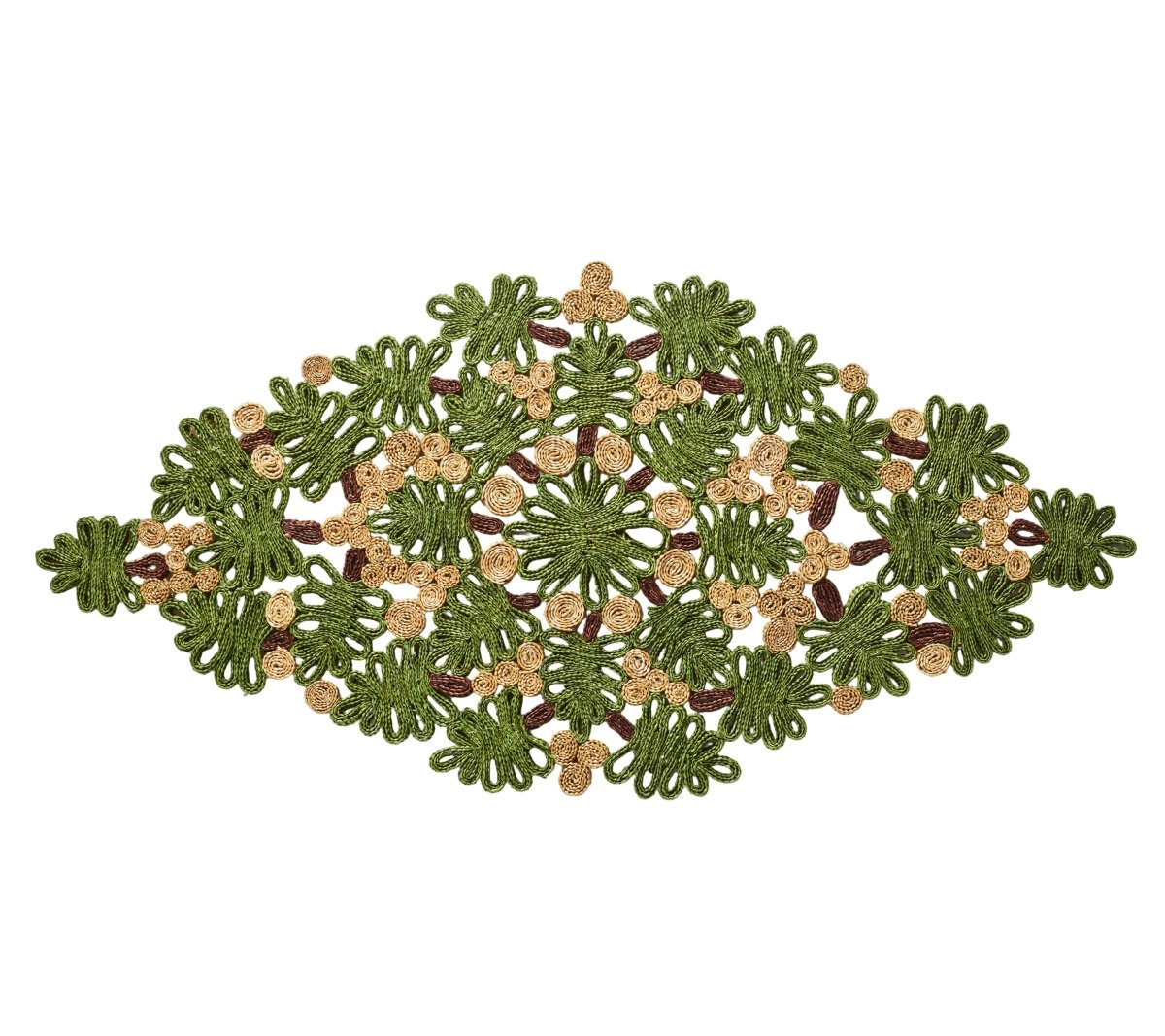 Verve Table Runner in Green & Natural Kim Seybert at Fig Linens and Home