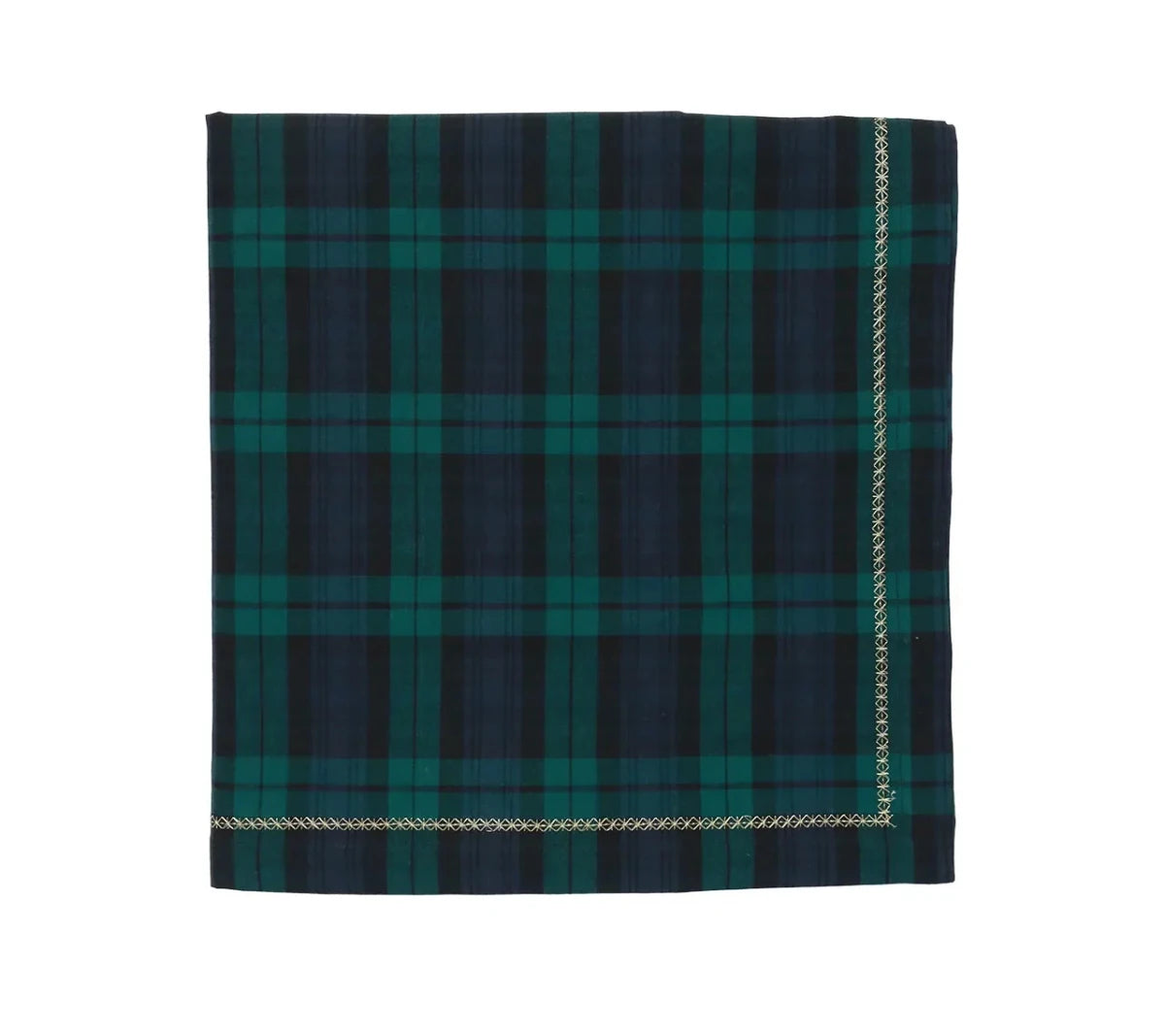 Watchplaid Blue/Green Table Cloth Detail 2 | Kim Seybert at Fig Linens and Home