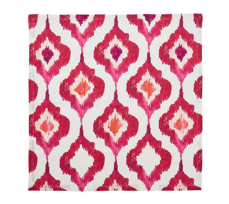 Watercolor Ikat Napkin in Fuchsia by Kim Seybert at Fig Linens and Home - Flat and Open View 1