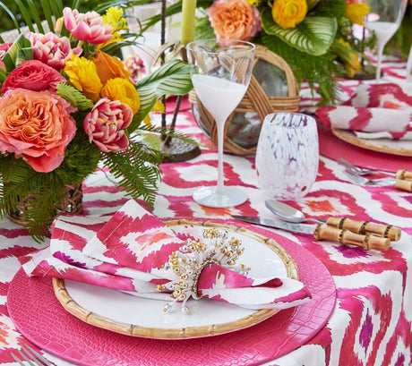 Watercolor Ikat Napkin in Fuchsia by Kim Seybert at Fig Linens and Home - Lifestyle View 2
