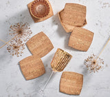 Whistler Coaster in Natural & Gold, Set of 6 in a Caddy Kim Seybert Natural/Gold 4.5"L x 4.5"W x 0.1"H at FIG LINENS AND HOME 1