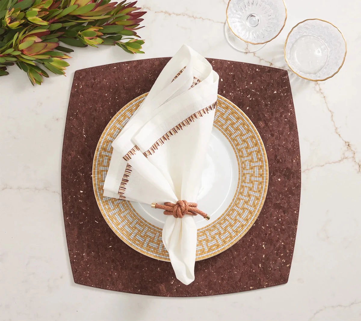 Whistler Brown/Gold Placemat Detail 4 | Kim Seybert at Fig Linens and Home