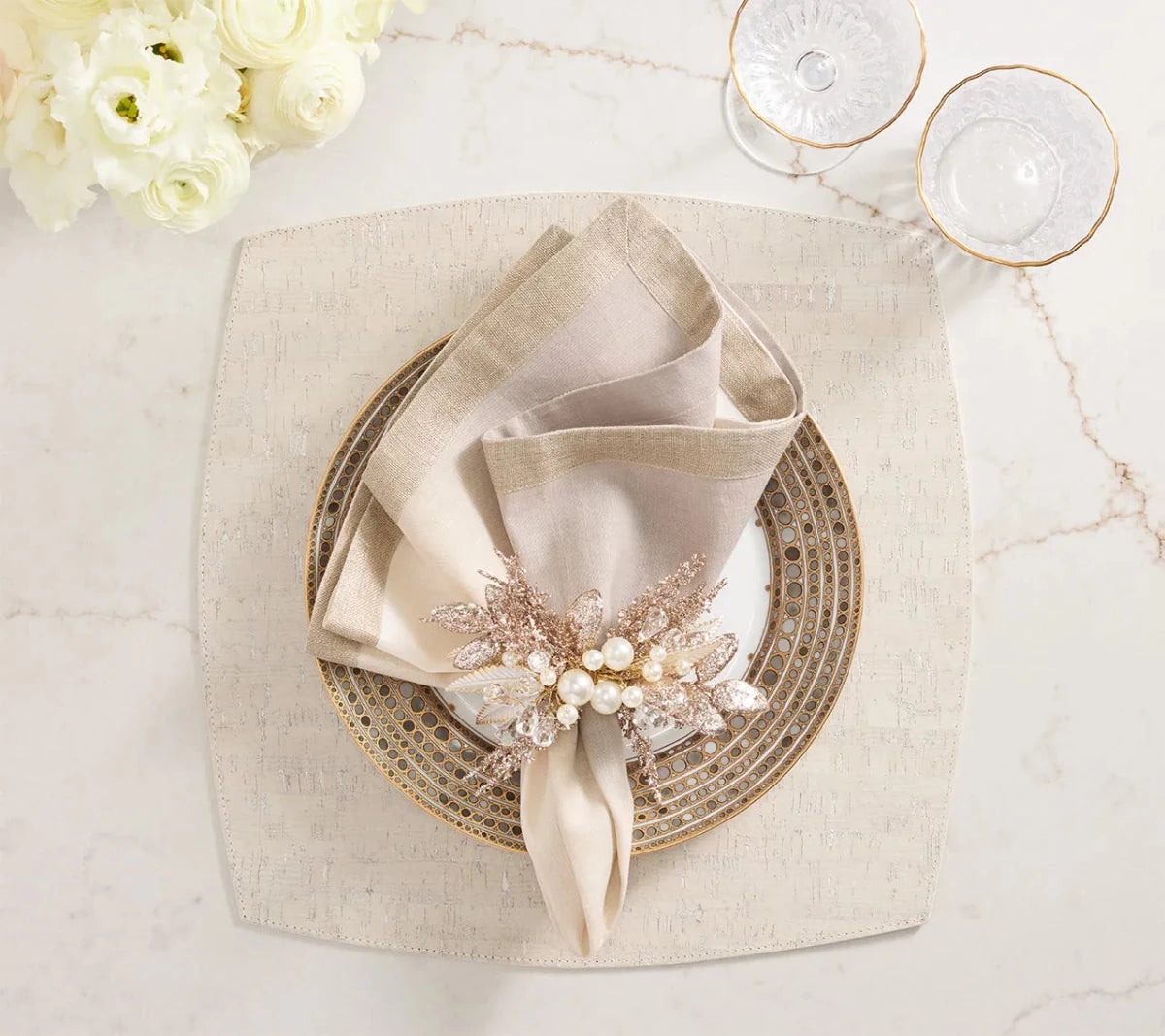 Whistler Gray/White Placemat Detail 3 | Kim Seybert at Fig Linens and Home