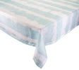 Tablecloth - Kim Seybert Watercolor Stripe Seafoam at Fig Linens and Home - Corner View