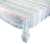 Tablecloth - Kim Seybert Watercolor Stripe Seafoam at Fig Linens and Home - Corner View