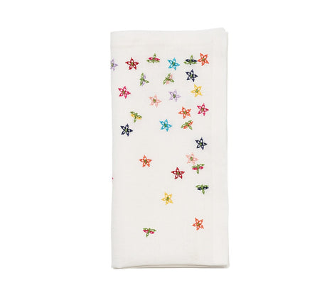 Wind Blown Napkin in White & Multi Set of 4 by Kim Seybert at Fig Linens and Home 1