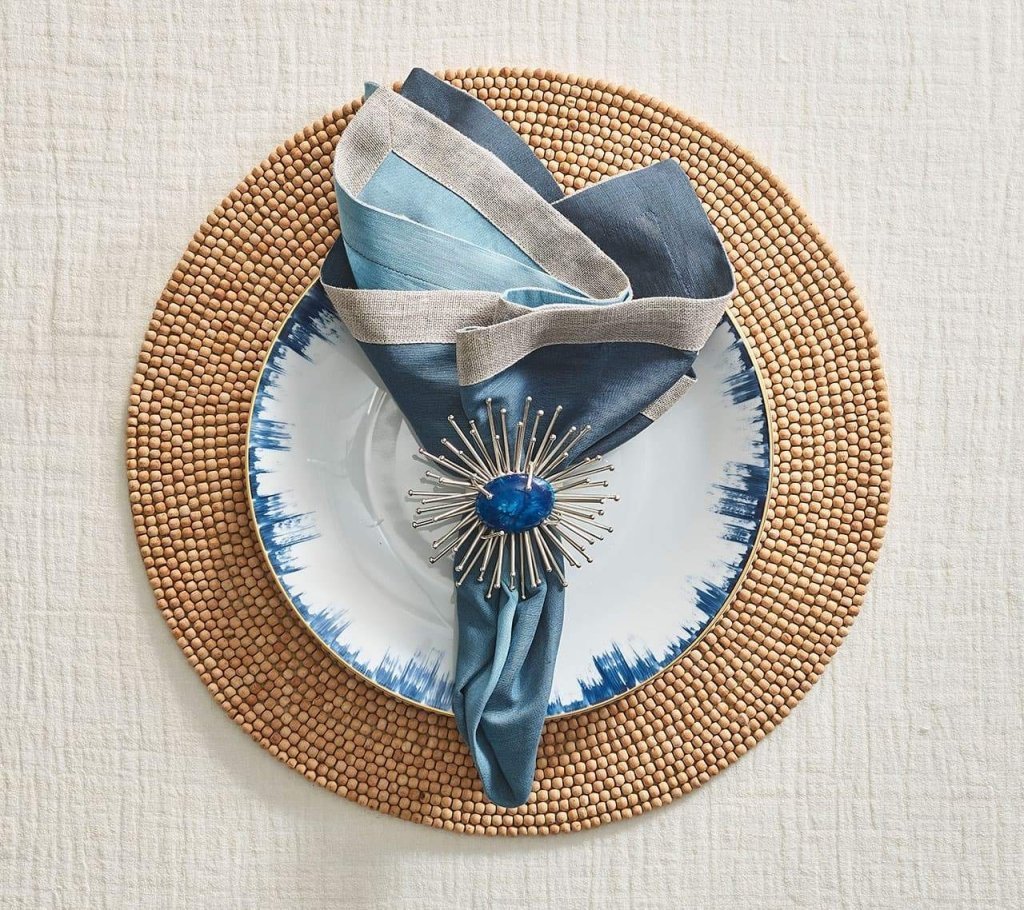 Wood Round Placemat in Natural Set of 4 by Kim Seybert NATURAL 15"L x 15"W x 0.25"H Placemat - Set of 4 at FIG LINENS AND HOME 5