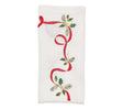 Xmas Ribbon Napkin in White, Red & Green, Set of 4 Kim Seybert at Fig Linens and Home
