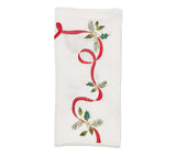 Xmas Ribbon Napkin in White, Red & Green, Set of 4 Kim Seybert at Fig Linens and Home