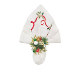 Xmas Ribbon Christmas Napkins White, Red & Green | Kim Seybert at Fig Linens and Home 4