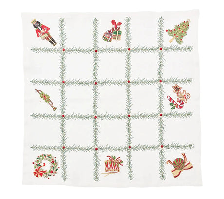Xmas Trellis White/Red/Green Napkin Detail 6 | Kim Seybert at Fig Linens and Home