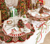 Xmas Trellis White/Red/Green Napkin Detail 5 | Kim Seybert at Fig Linens and Home