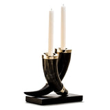 Candle Holder - Dark Horn Leather Candlesticks by LaDorada at Fig Linens and Home